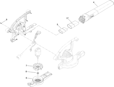 Impeller And Tube Assembly Diagram and Parts List for 51602 (313000001 - 313999999)(2013) Lawn Boy Leaf Blower / Vacuum
